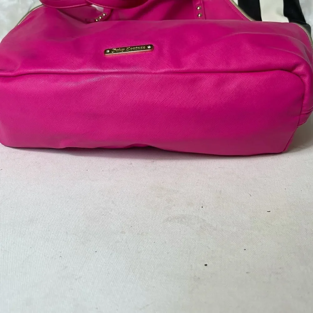 Juicy Couture hot pink & black &white tripes tote.